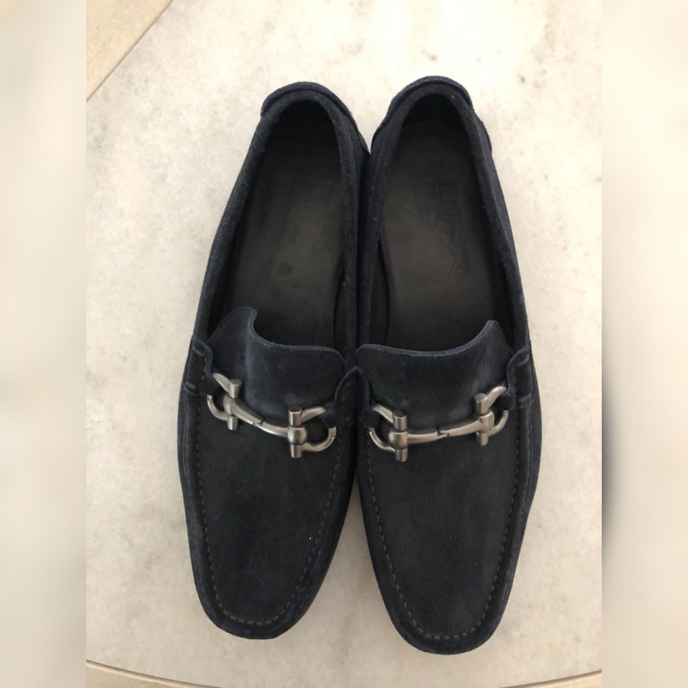 Salvatore Ferragamo Blue Suede Loafers